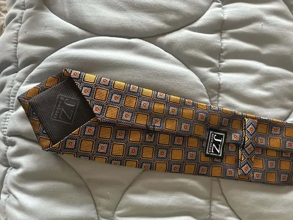JZ Richards Boulder Men's Silk Necktie with Geometric Square Pattern A720
